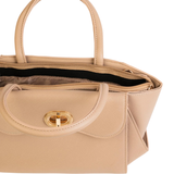 Chic Beige Structured Flap Handbag for Women