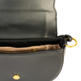 Classic Black Flap Saddle Handbag for Women