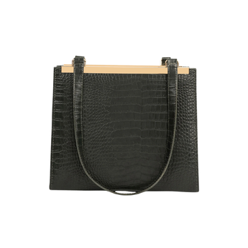 Green Textured Zip Tote Bag with Shoulder Strap